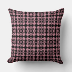Rosa-schwarzes Karo-Argyle-Muster Kissen