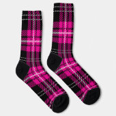 Rosa-schwarzes Karo-Tartan-Muster-Design Socken (Rechts)