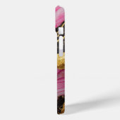 Rosa schwarzes Marmormuster mit Gold Case-Mate iPhone Hülle (Rückseite / Links)