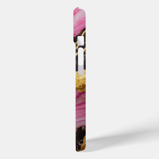 Rosa schwarzes Marmormuster mit Gold Case-Mate iPhone Hülle (Rückseite / Links)