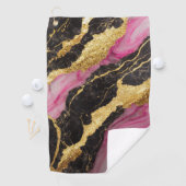 Rosa schwarzes Marmormuster mit Gold Golfhandtuch (Insitu)