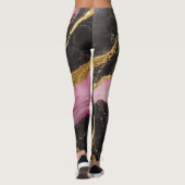Rosa schwarzes Marmormuster mit Gold Leggings (Rückseite)