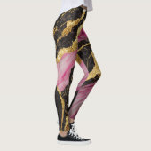Rosa schwarzes Marmormuster mit Gold Leggings (Rechts)