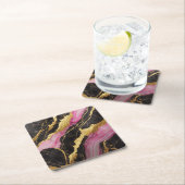 Rosa schwarzes Marmormuster mit Gold Rechteckiger Pappuntersetzer (Vor Ort)