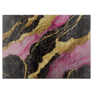 Rosa schwarzes Marmormuster mit Gold Schneidebrett