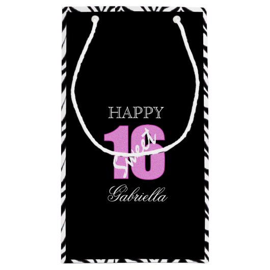 Rosa-Schwarzes mit Zebra versieht Geschenk-Tasche Kleine Geschenktüte (Rückseite)