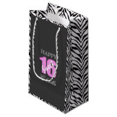 Rosa-Schwarzes mit Zebra versieht Geschenk-Tasche Kleine Geschenktüte (Vorderseite Schrägansicht)