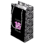 Rosa-Schwarzes mit Zebra versieht Geschenk-Tasche Kleine Geschenktüte (Rückseite Schrägansicht)