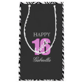 Rosa-Schwarzes mit Zebra versieht Geschenk-Tasche Kleine Geschenktüte (Vorderseite)