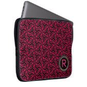 Rosa Schwarzes Muster Monogram Notebook Laptopschutzhülle (Vorne Rechts)
