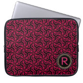 Rosa Schwarzes Muster Monogram Notebook Laptopschutzhülle (Vorderseite)
