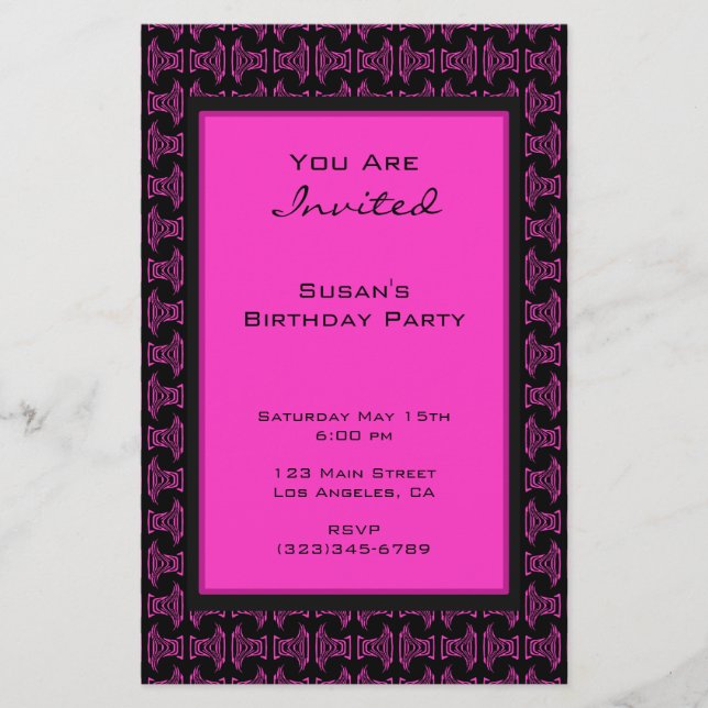 Rosa schwarzes Party (Vorderseite)