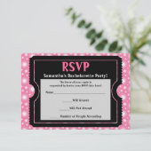 Rosa-/Schwarzes Party Ticket UAWG-Antwortkarte RSVP Karte (Stehend Vorderseite)