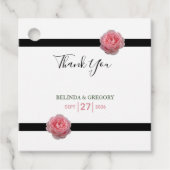 Rosa schwarzes Ribbon Hochzeitsgeschenk Geschenkanhänger (Vorderseite)