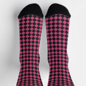 Rosa-schwarzes Schachbrett-Diamantmuster Socken (Oben)
