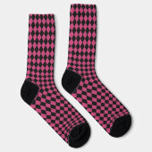 Rosa-schwarzes Schachbrett-Diamantmuster Socken (Rechts)