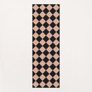 Rosa schwarzes Schachbrett-Diamantmuster Yogamatte