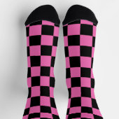 Rosa-schwarzes Schachbrettmuster Socken (Oben)