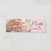 Rosa-Schwarzes-Schrift-Foto-Nageldesignerin Mini Visitenkarte (Vorderseite)