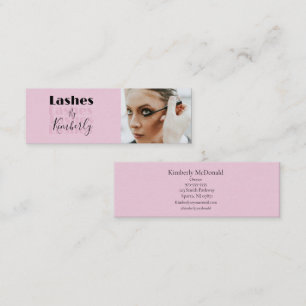 Rosa-Schwarzes-Schrift-Foto-Wimpernstudio Mini Visitenkarte