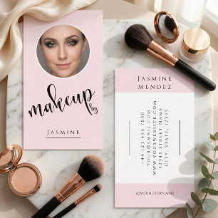 Rosa-schwarzes Schriftfoto-Make-up-Artist  Visitenkarte