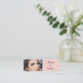 Rosa-schwarzes Schriftfoto-Make-up-Mini-Geschäft Mini Visitenkarte (Stehend Vorderseite)