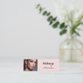 Rosa-schwarzes Schriftfoto-Make-up Mini Visitenkarte (Stehend Vorderseite)