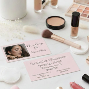 Rosa-schwarzes Schriftfoto-Make-up Visitenkarte