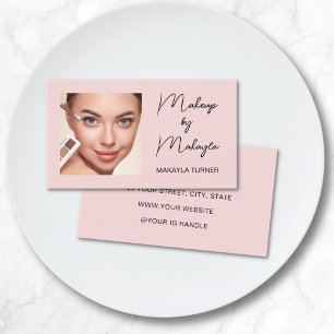 Rosa-schwarzes Schriftfoto-Make-up Visitenkarte