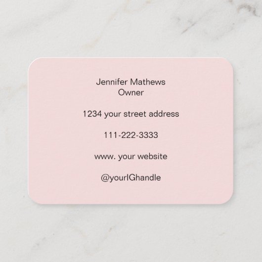 Rosa Schwarzes Script 3 Foto Makeup Visitenkarte (Rückseite)