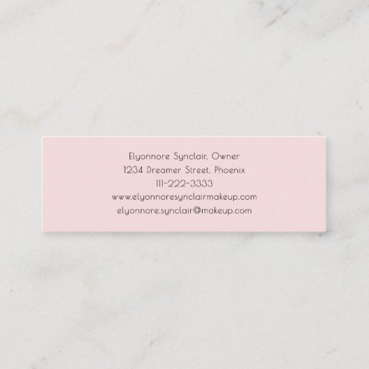 Rosa-schwarzes Script-Foto-Make-up-Mini  Mini Visitenkarte (Rückseite)