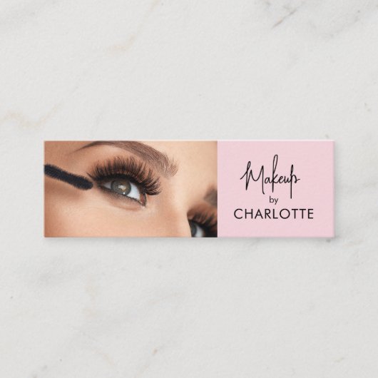 Rosa-schwarzes Script-Foto-Make-up  Mini Visitenkarte (Vorderseite)