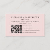 Rosa-Schwarzes-Script-Foto-QR-Code-Sozialsymbol Visitenkarte (Rückseite)