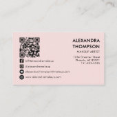 Rosa-Schwarzes-Script-Foto-QR-Code-Sozialsymbol Visitenkarte (Rückseite)