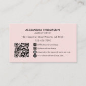 Rosa-Schwarzes-Script-Foto-QR-Code-Sozialsymbol Visitenkarte (Rückseite)