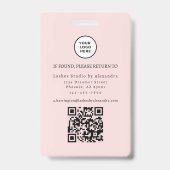 Rosa-Schwarzes-Script-Foto-QR-Wimpern-Personalabze Ausweis (Rückseite)