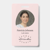 Rosa-Schwarzes-Script-Foto-QR-Wimpern-Personalabze Ausweis (Vorderseite)