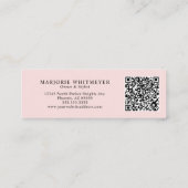 Rosa-schwarzes Skript-Foto-QR-Code-Make-up Mini Visitenkarte (Rückseite)