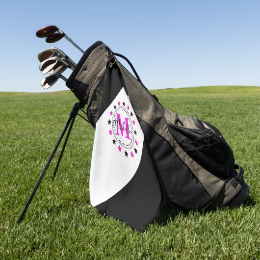 Rosa Schwarzes spielt Monogramm die Hauptrolle Golfhandtuch (Gras)