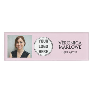 Rosa-Schwarzes-Typografie-Logo-Foto-Nagelsalon Namenschild
