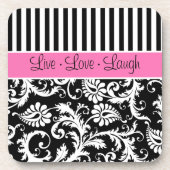 Rosa, schwarzes, weißes gestreiftes untersetzer (Vorderseite)