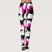 Rosa Schwarzweiss-Miezekatze-Katzen Leggings (Rückseite)