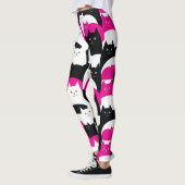 Rosa Schwarzweiss-Miezekatze-Katzen Leggings (Links)