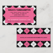 Rosa Schwarzweiss-Rauten-Druck Visitenkarte (Vorne/Hinten)