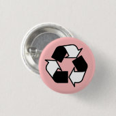 Rosa Schwarzweiss recyceln Logoknopf Button (Vorne & Hinten)