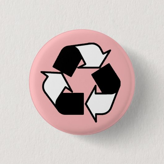 Rosa Schwarzweiss recyceln Logoknopf Button (Vorderseite)