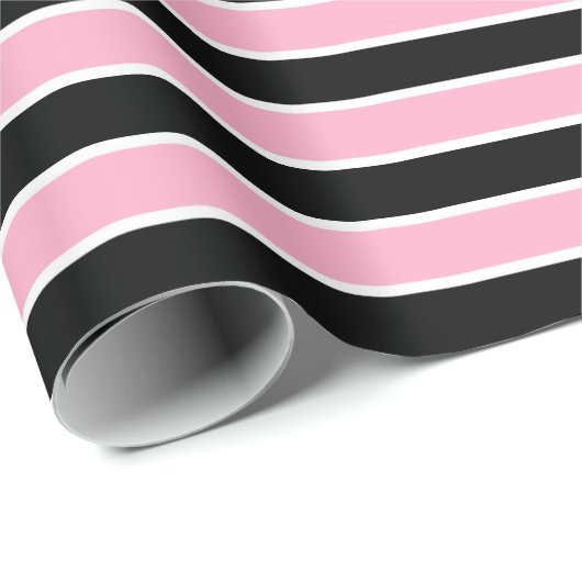 Rosa, Schwarzweiss-Streifen Geschenkpapier (Rolleneckpunkt)