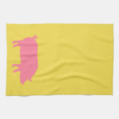 Rosa Schwein auf Gelb Geschirrtuch (Horizontal)