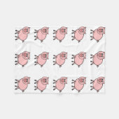 Rosa Schwein-Cartoon Fleecedecke (Vorderseite (Horizontal))