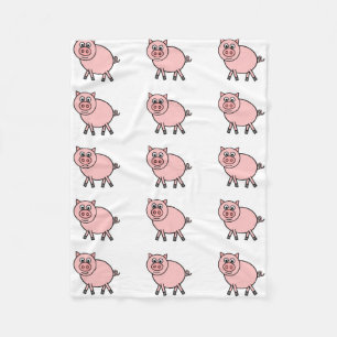Rosa Schwein-Cartoon Fleecedecke